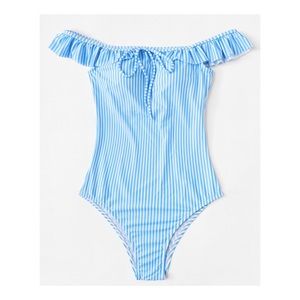 Striped Ruffle Swimwear